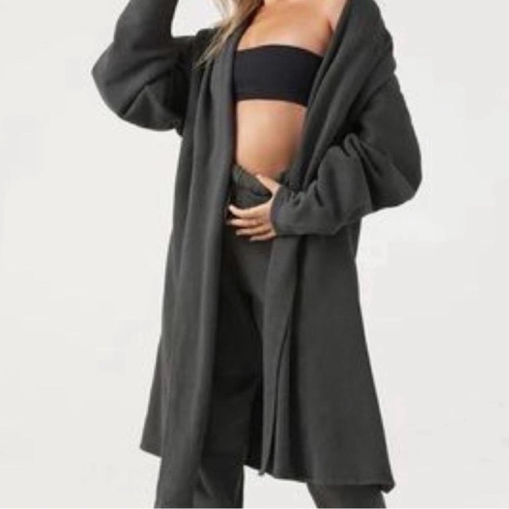 Joah Brown French terry cardigan in dark grey